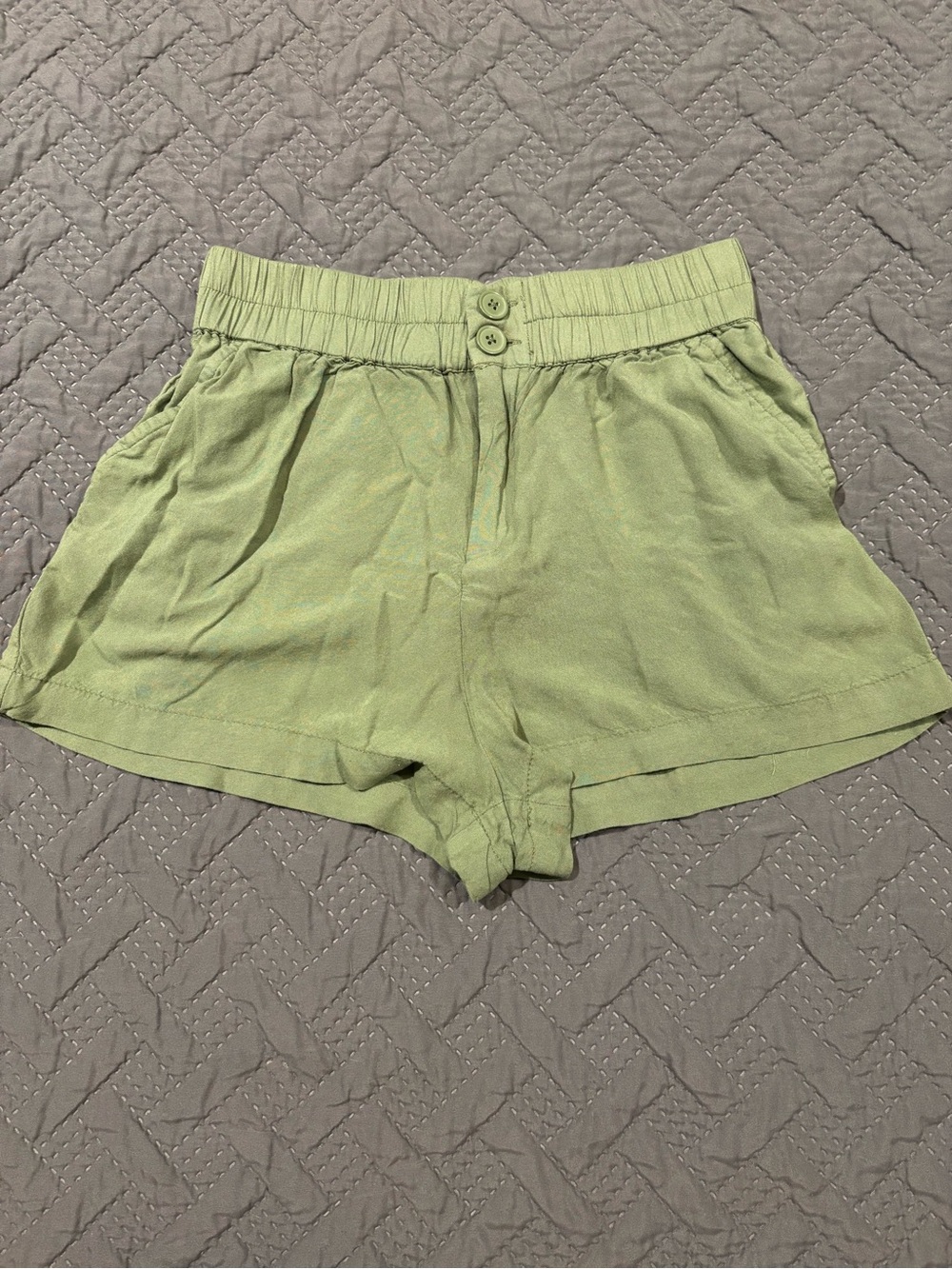 Aeropostale Olive Green Green High-Waist Elastic Shorts